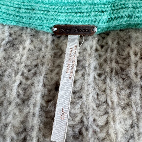 FREE PEOPLE Molly Heather Gray Oversized Cable Knit Grandpa Cardigan NWOT - Picture 6 of 10